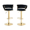 Kathmandu Velvet Bar Stools – Ivory & Gold, 2 Pack