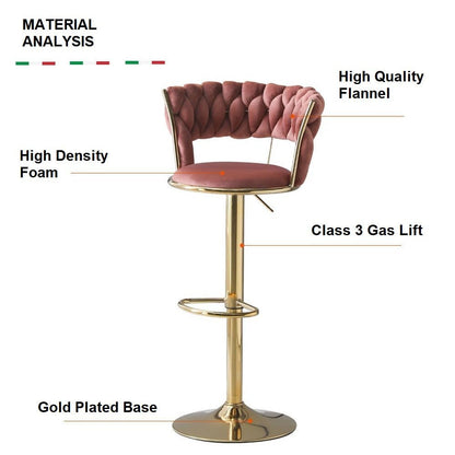 Starlight Velvet Bar Stools – Blue & Gold, 2 Pack