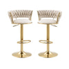 Koala Velvet Bar Stools – Ivory & Gold, 2 Pack