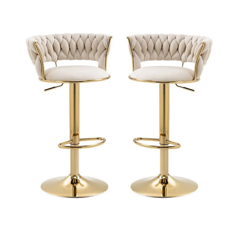 Koala Velvet Bar Stools – Ivory & Gold, 2 Pack