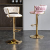 Koala Velvet Bar Stools – Ivory & Gold, 2 Pack