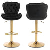 Patan Velvet Bar Stools – Adjustable Height & 360° Swivel, Black/Gold
