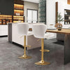 2x Bhaktapur Velvet Bar Stools – Adjustable Height & 360° Swivel, Ivory/Gold