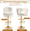 2x Bhaktapur Velvet Bar Stools – Adjustable Height & 360° Swivel, Ivory/Gold