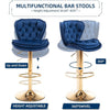 2x Sydney Velvet Bar Stools – Adjustable Height & 360° Swivel, Navy Blue/Gold