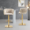 Ivory Velvet Swivel Bar Stools – Adjustable Height, Gold Base, 2-Pack