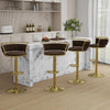 2x Canberra Adjustable Velvet Bar Stools – Coffee/Gold