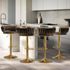 2x Canberra Adjustable Velvet Bar Stools – Coffee/Gold
