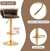 2x Canberra Adjustable Velvet Bar Stools – Coffee/Gold
