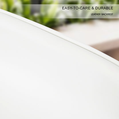 Harbour 2-Piece Wooden Bar Stools – White PU Leather, 74cm