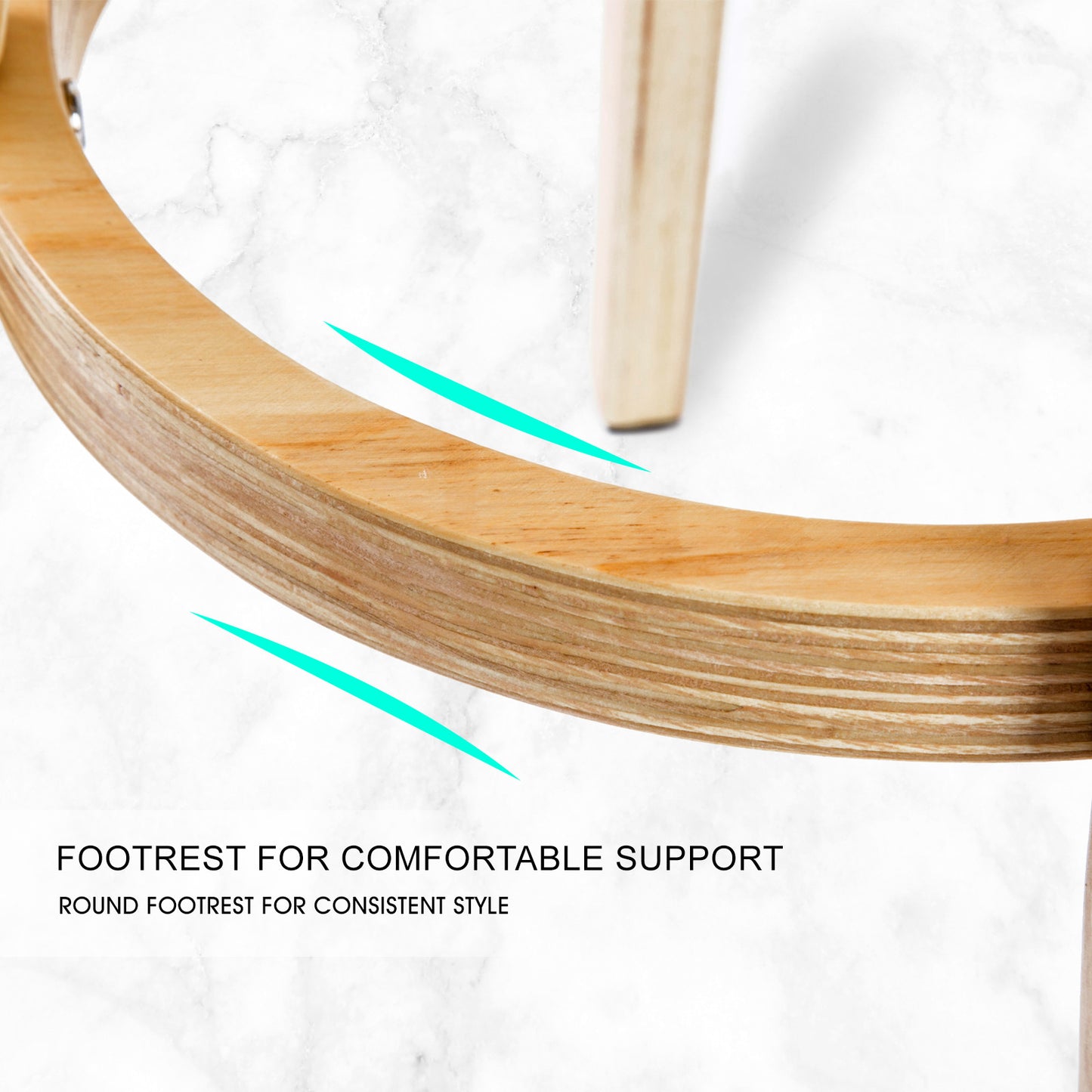 Sunset 2-Piece Wooden Bar Stools – Black PVC Leather, 72cm