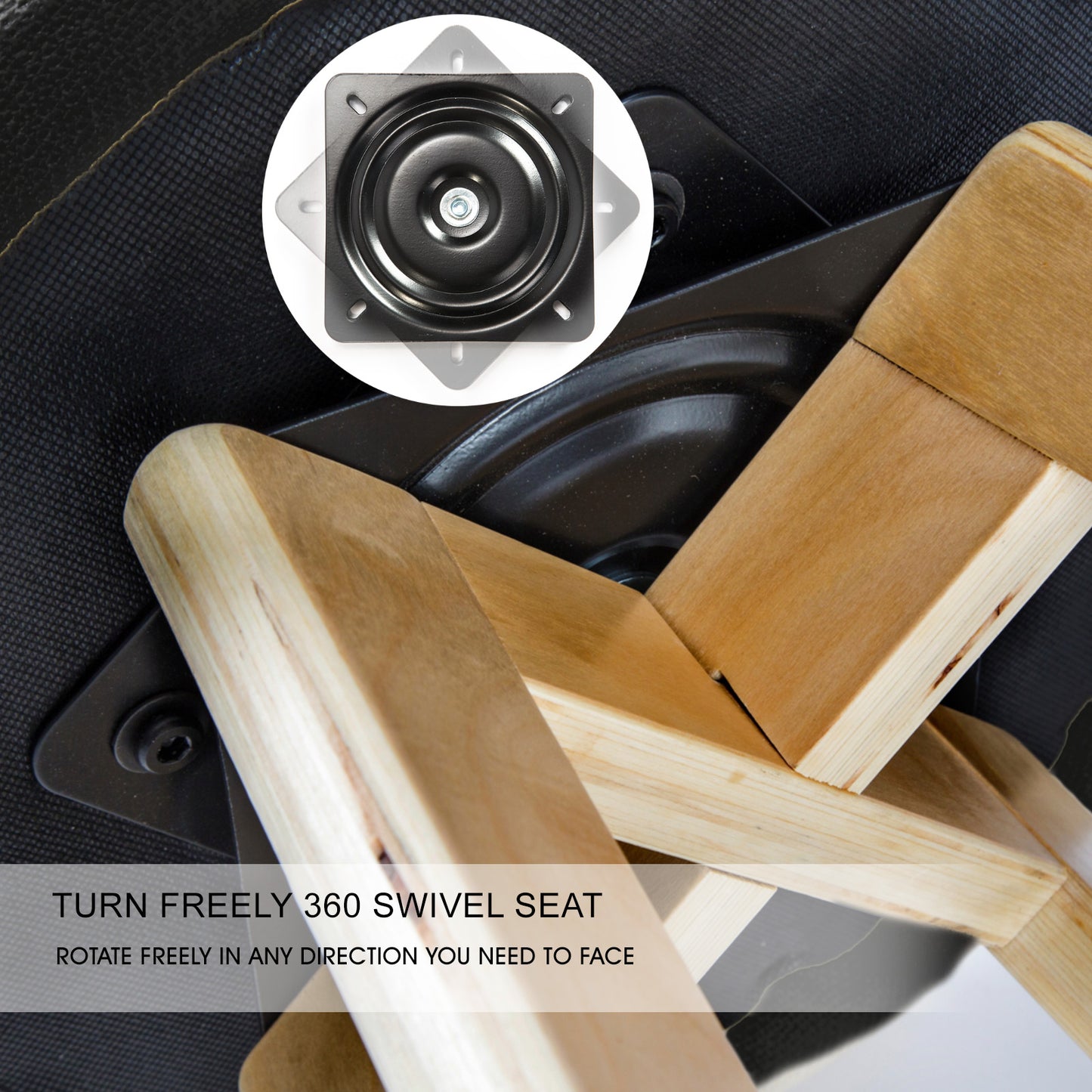 Sunset 2-Piece Wooden Bar Stools – Black PVC Leather, 72cm