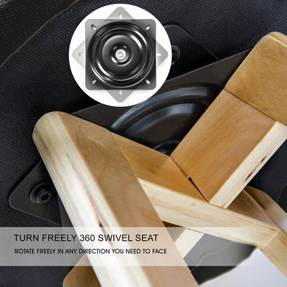 Sunset 2-Piece Wooden Bar Stools – Black PVC Leather, 72cm