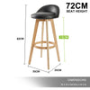 Sunset 2-Piece Wooden Bar Stools – Black PVC Leather, 72cm