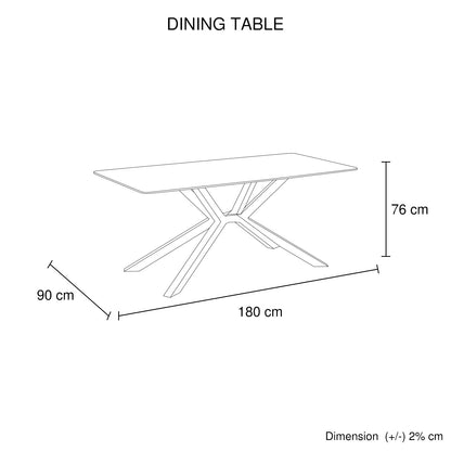 Dining Table Rectangular Shape Green Sintered Stone Top Powder Coated Iron Legs
