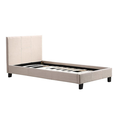 Coogee Single Linen Fabric Bed Frame – Beige