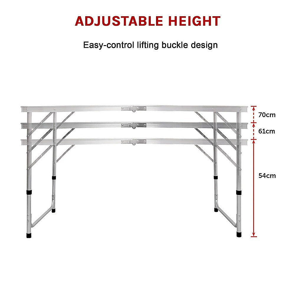 <p><strong>120 x 60cm Aluminium Folding Table with Adjustable Heights</strong></p>