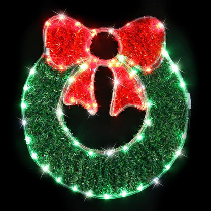 Christmas Tinsel LED Ropelight Wreath – 50cm