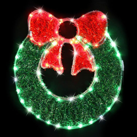 Christmas Tinsel LED Ropelight Wreath – 50cm