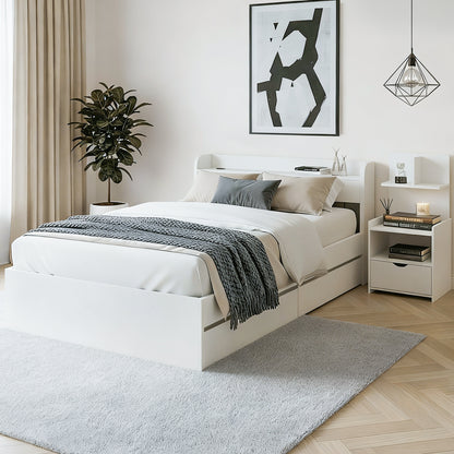 SereneAura Bedroom Set – Bed Frame + Bedside Drawer