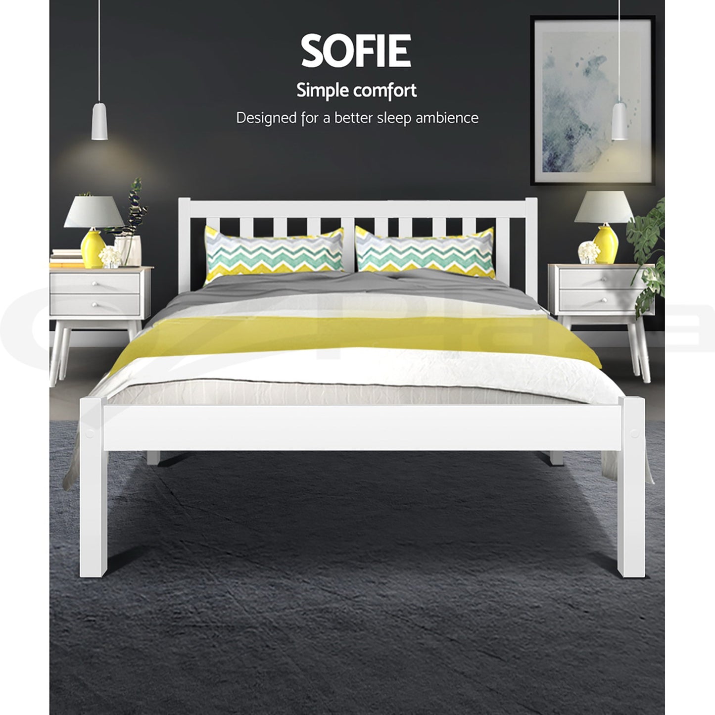 Sophie Queen Bed Frame – White Pine