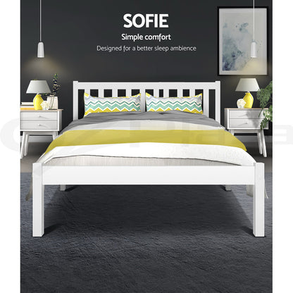 Sophie Queen Bed Frame – White Pine