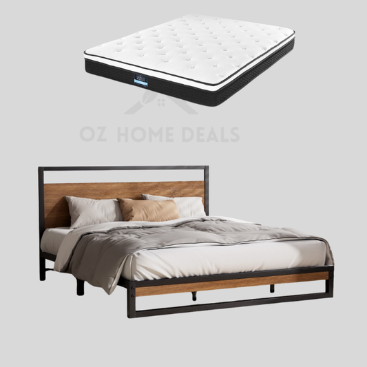 King Package – Industrial Bed Frame + Euro Top Bonnell Mattress