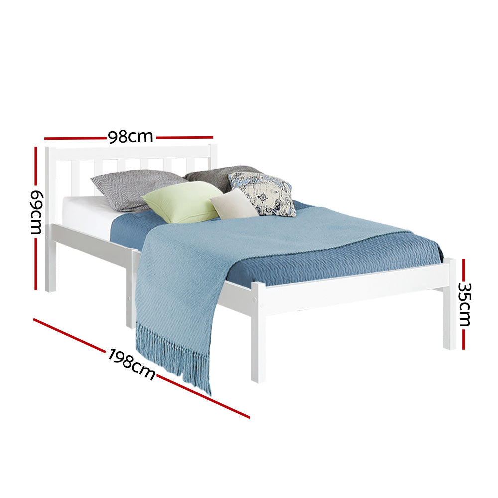 Sunset Single Wooden Bed Frame – White