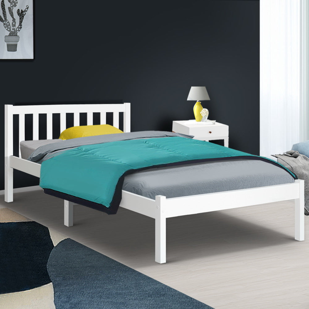 Sunset Single Wooden Bed Frame – White