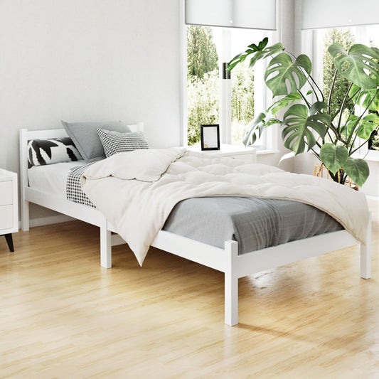 Sunset Single Wooden Bed Frame – White