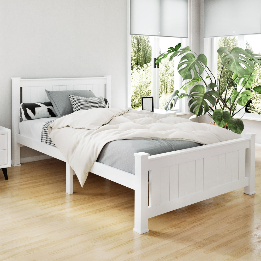 Remi King Single Wooden Bed Frame – White