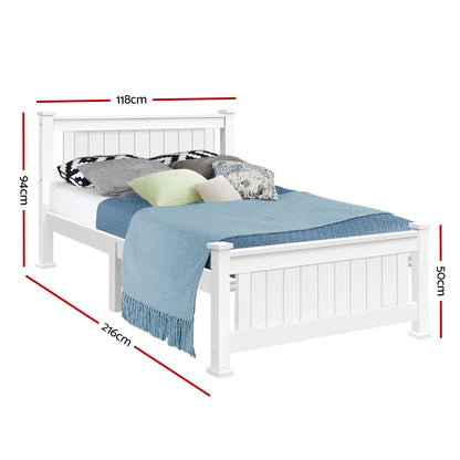 Remi King Single Wooden Bed Frame – White