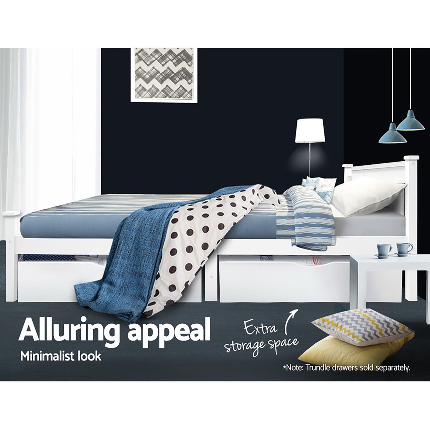 Remi King Single Wooden Bed Frame – White