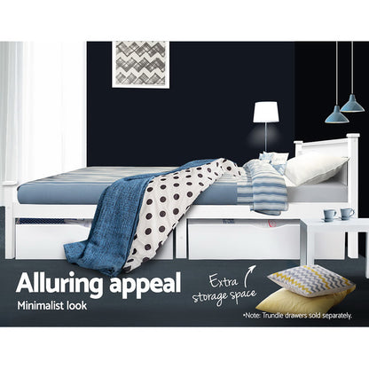 Remi King Single Wooden Bed Frame – White