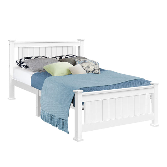 Remi King Single Wooden Bed Frame – White