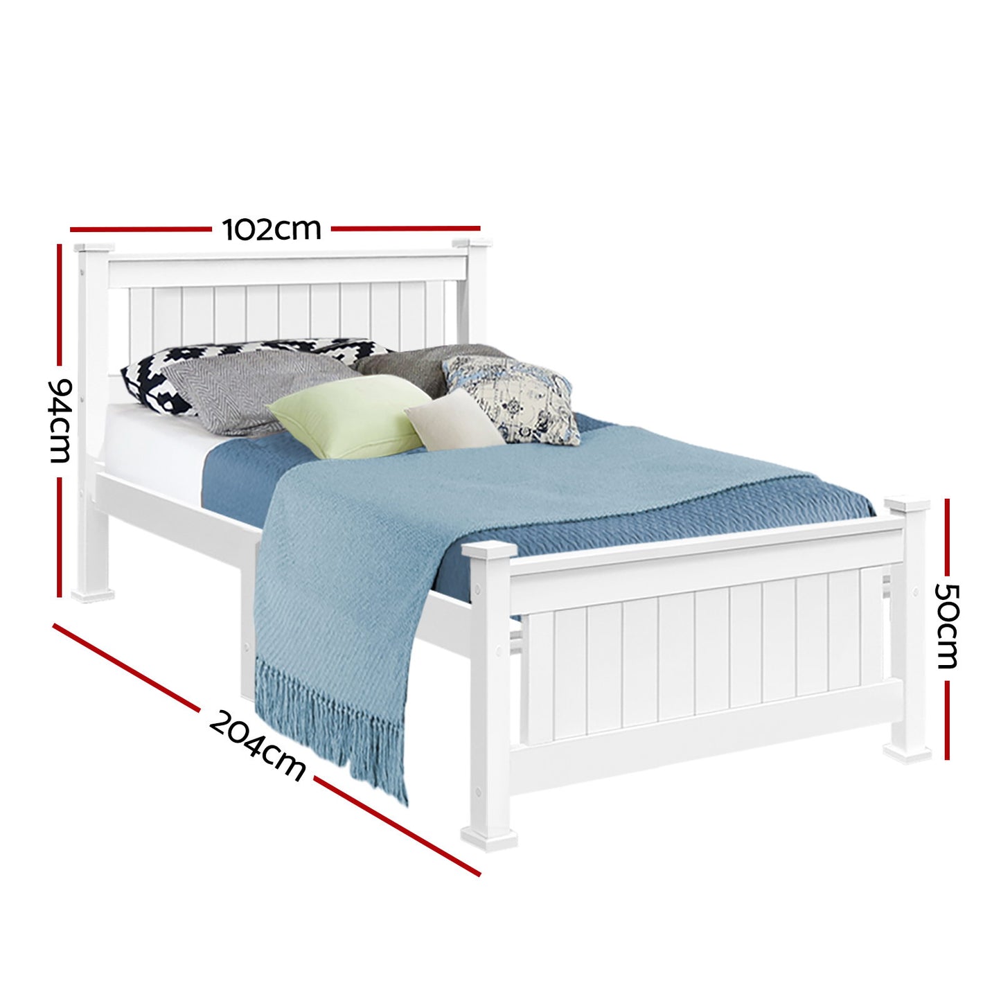 Ridge Single Wooden Bed Frame – White