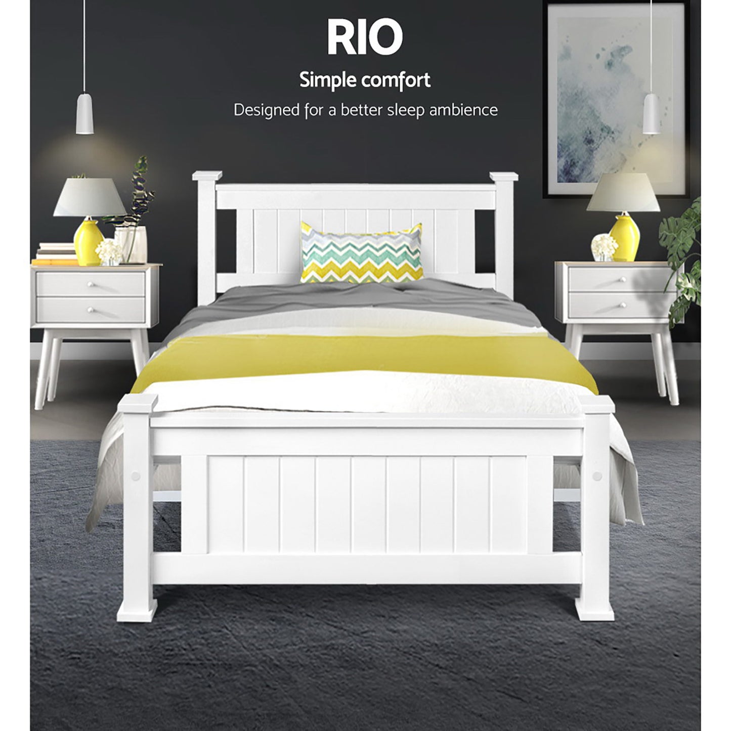 Ridge Single Wooden Bed Frame – White