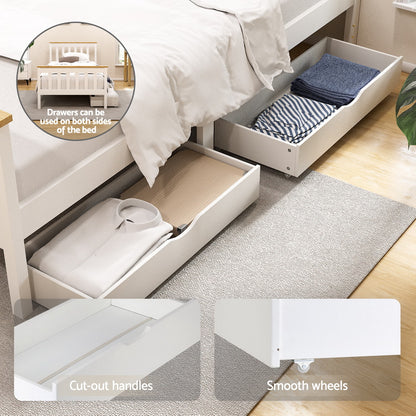 Pony Single Wooden Bed Frame with Storage – White