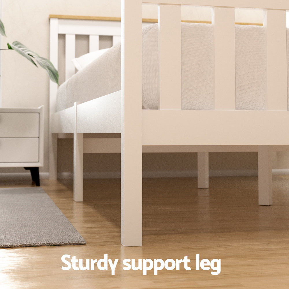 Pony Single Wooden Bed Frame with Storage – White