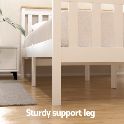 Pony Single Wooden Bed Frame with Storage – White