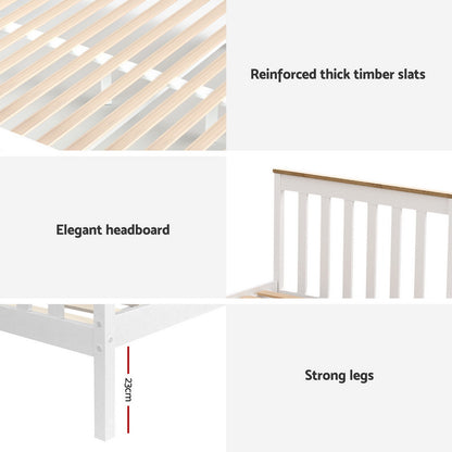 Pony Single Wooden Bed Frame with Storage – White