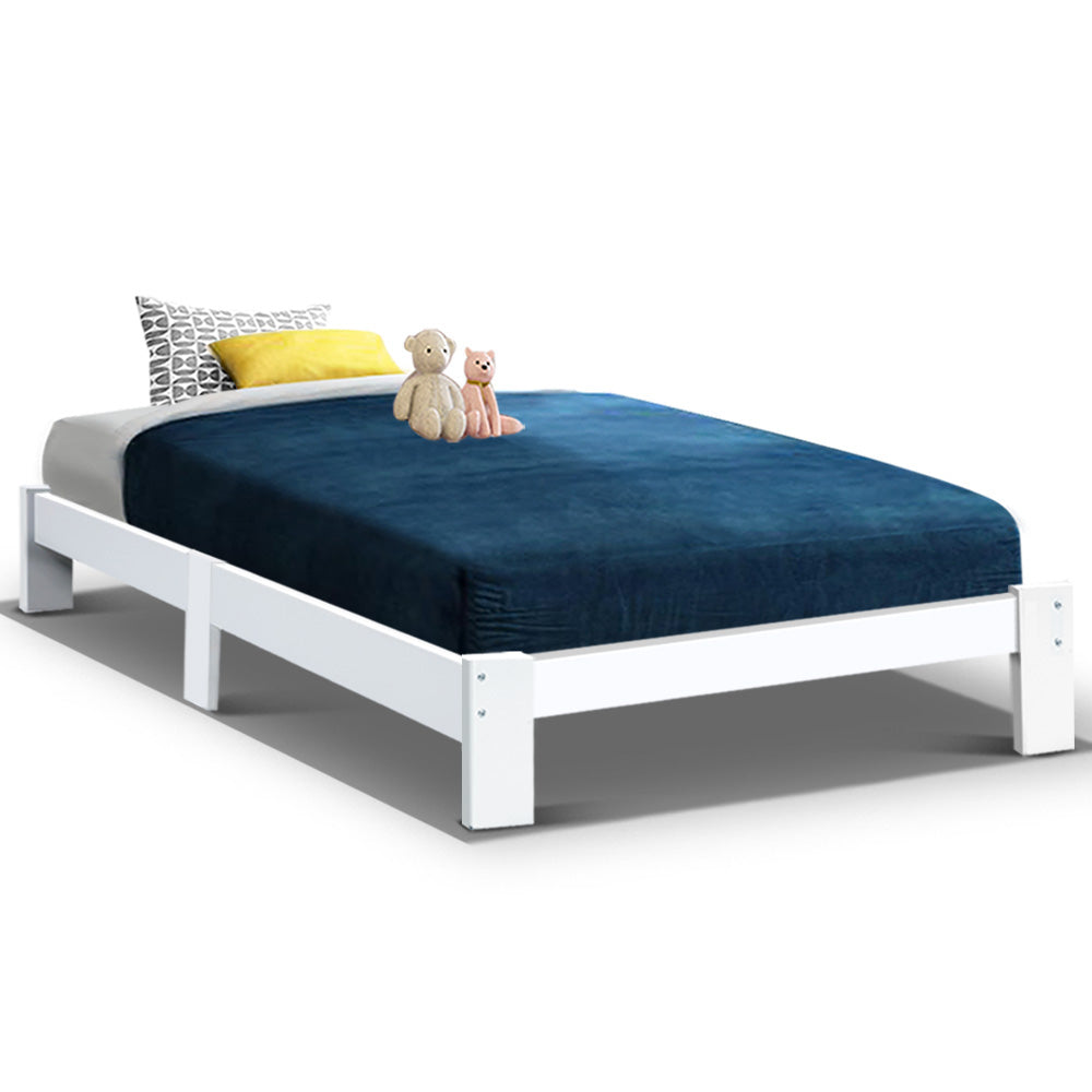 Jane Single Wooden Bed Frame – White