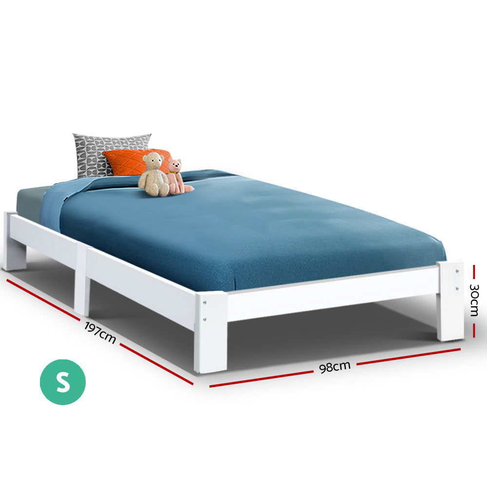Jane Single Wooden Bed Frame – White