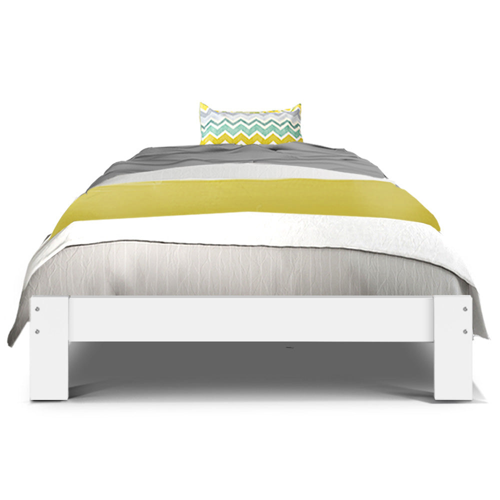Jane Single Wooden Bed Frame – White