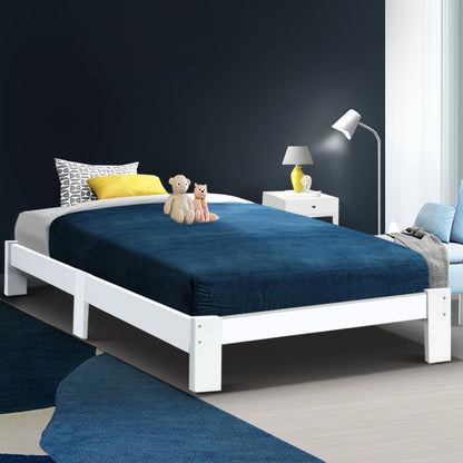 Jane Single Wooden Bed Frame – White