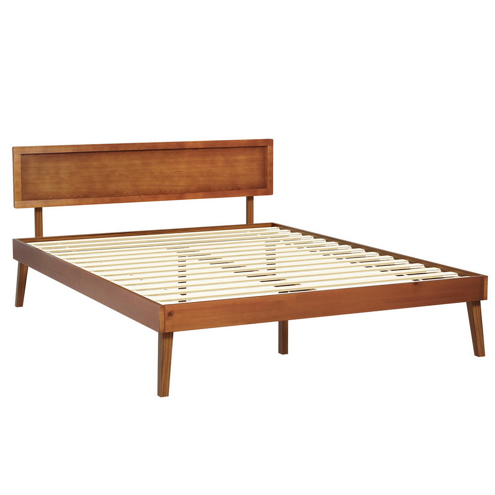 Splay Queen Pine Bed Frame – Walnut