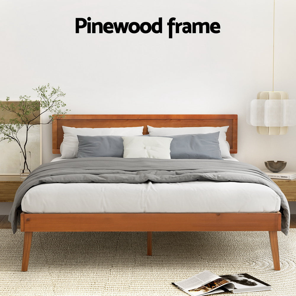 Splay Queen Pine Bed Frame – Walnut