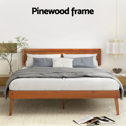 Splay Queen Pine Bed Frame – Walnut