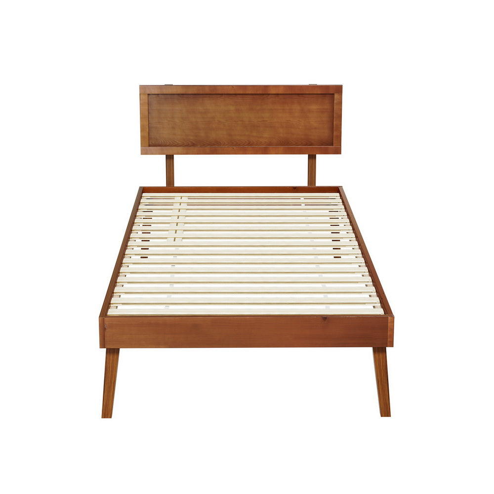 Splay Single Pinewood Bed Frame – Walnut