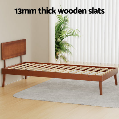 Splay Single Pinewood Bed Frame – Walnut